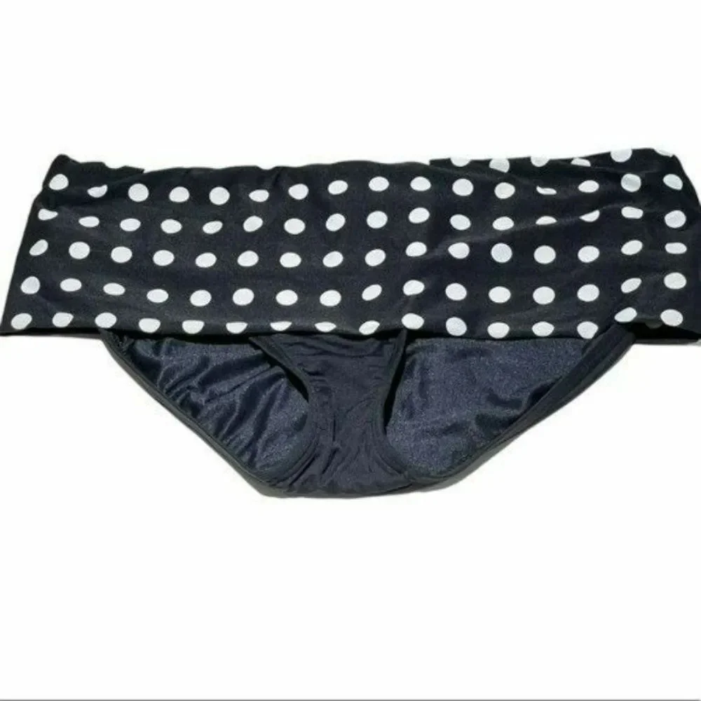 Coco Reef Polka Dot Rollover Bikini Bottom Black And White Swimwear Size S‎